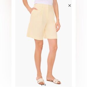 Halogen Bermuda Shorts Butter Yellow Size Medium Linen Blend NWT